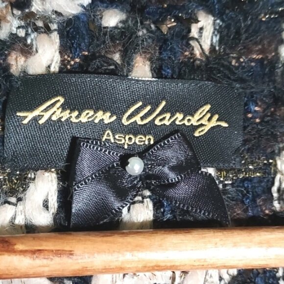 NWOT Amen Wardy Aspen Metallic Tweed Mid Length Designer Jacket Size FR 38 - Picture 15 of 17